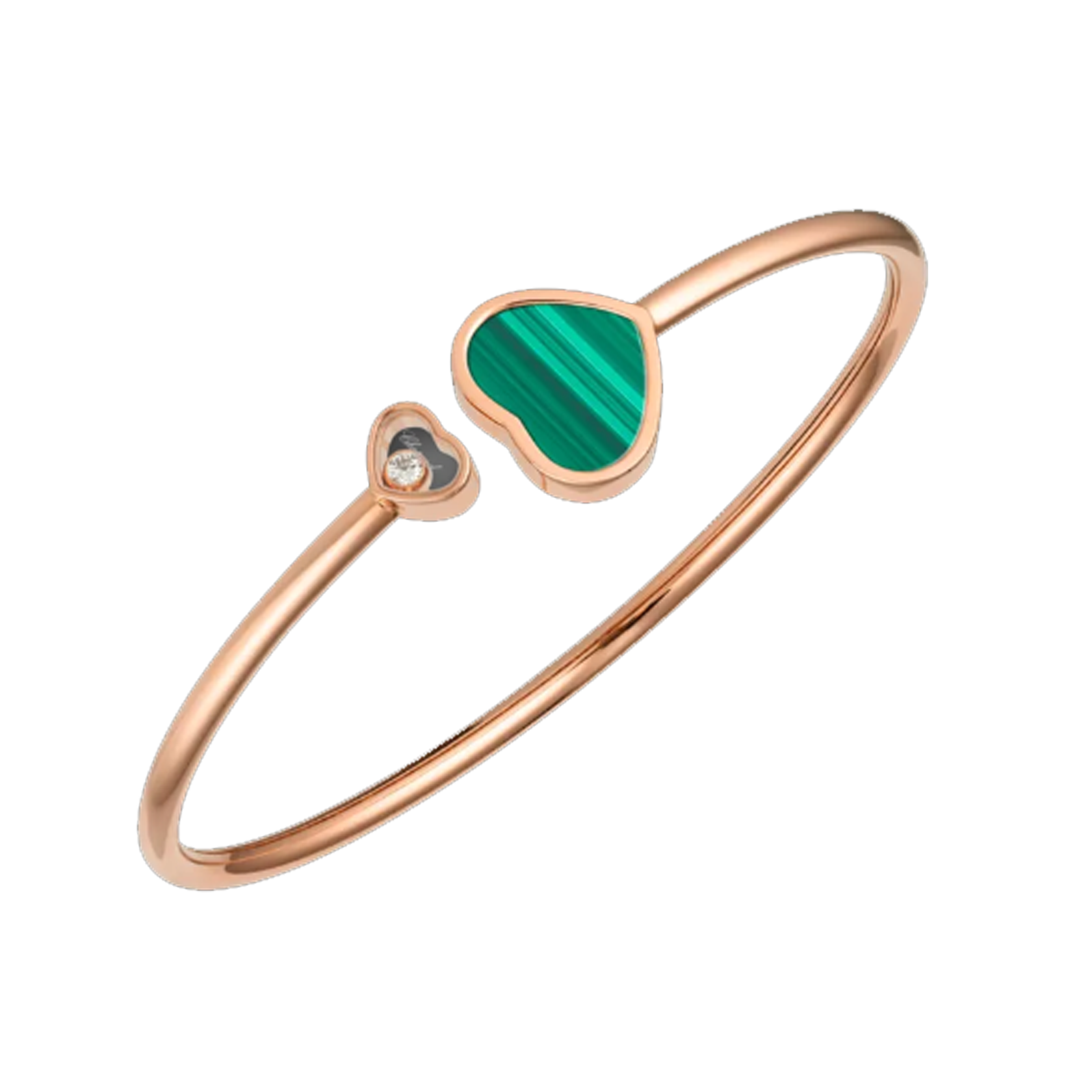 Grosses_32990fb4-ff4b-4c5b-a01b-b653735ac274.png Heart Bangle - Rose Gold Green - Image 1